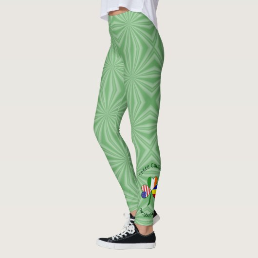 Roemeense Ierse vlaggen Shamrock personaliseren Leggings (Links)