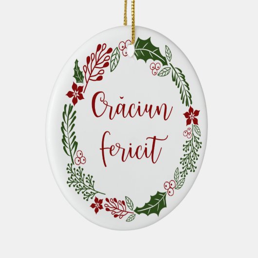 Roemeense Kerstkrans, Crăciun fericit Keramisch Ornament (Rechts)