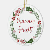 Roemeense Kerstkrans, Crăciun fericit Keramisch Ornament (Links)