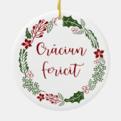 Roemeense Kerstkrans, Crăciun fericit Keramisch Ornament (Achterkant)
