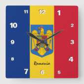Roemeense klok, patriottisch huis, Roemeense vlag Vierkante Klok (Voorkant)
