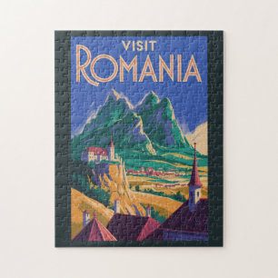 Roemeense landschapsillustratie Reis Kunst Vintage Legpuzzel