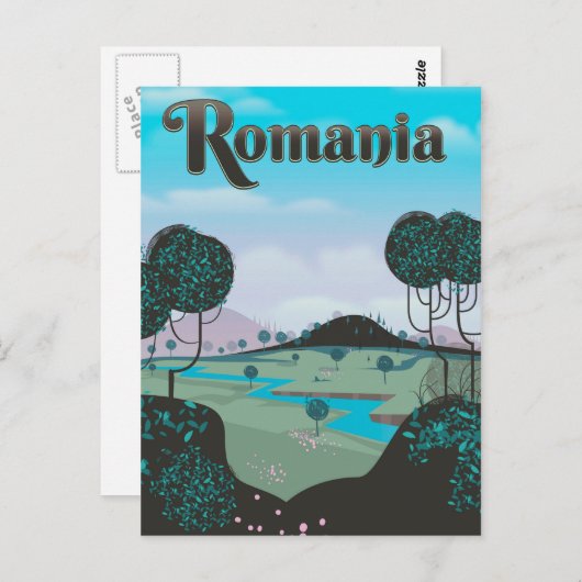 Roemeense  landschapsposter briefkaart (Voorkant / Achterkant)