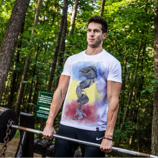 Roemeense nationale vlag en oude Dacische wolf T-shirt