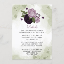 roemeense paarse bloemen grienerige details informatiekaartje