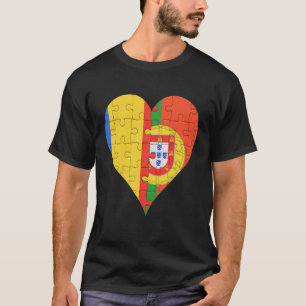 Roemeense Portugese vlag Heart T-shirt