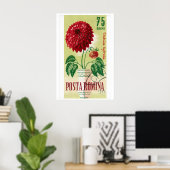 Roemeense postzegelafdruk rode dahlia bloem poster (Thuiskantoor)
