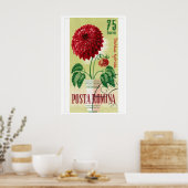 Roemeense postzegelafdruk rode dahlia bloem poster (Keuken)