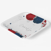 roemeense rode en marinesbloemen zilver botanisch papieren bordje (Gebogen)