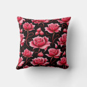 roemeense rode en zwarte botanische bloemen kussen (Achterkant)