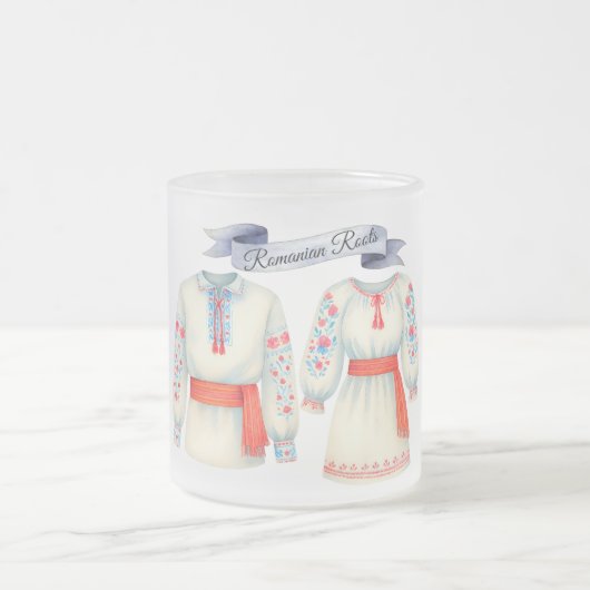 Roemeense roots folk kostuum traditionele kleding matglas koffiemok (Center)