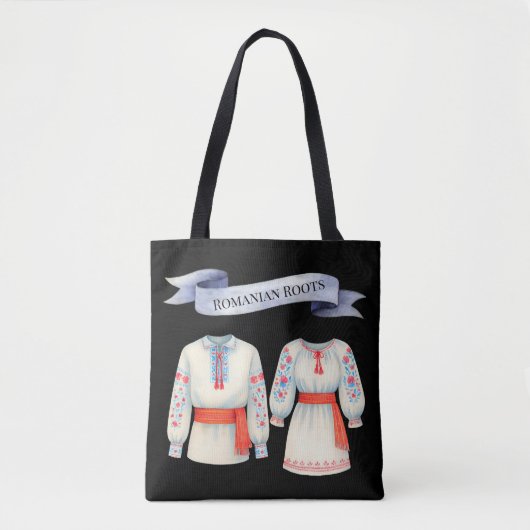 Roemeense roots folk kostuum traditionele kleding tote bag (Voorkant)