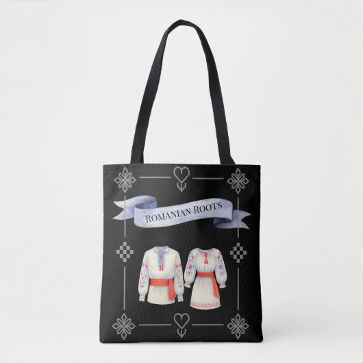 Roemeense roots folk kostuum traditionele kleding tote bag (Voorkant)
