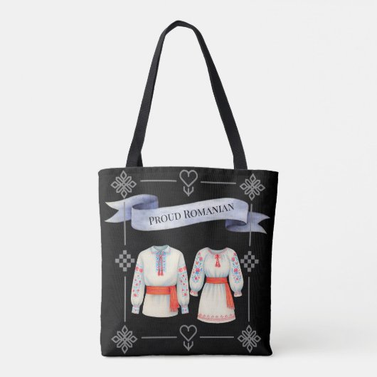 Roemeense roots folk kostuum traditionele kleding tote bag (Achterkant)