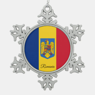Roemeense sneeuwvlok, Roemeense vlag Tin Sneeuwvlok Ornament