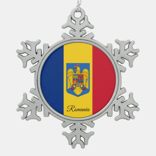 Roemeense sneeuwvlok, Roemeense vlag Tin Sneeuwvlok Ornament (Voorkant)