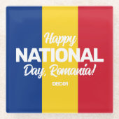 Roemeense staatsvlag glazen onderzetter (Voorkant)