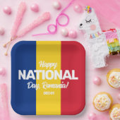 Roemeense staatsvlag papieren bordje (Feest)