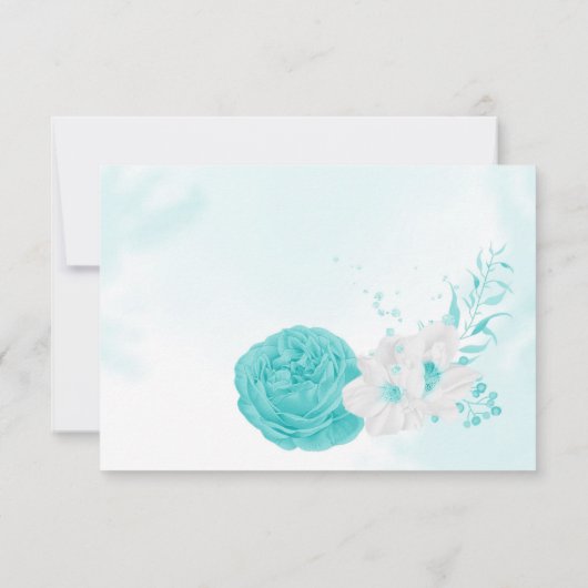 roemeense turquoise witte bloemen botanische bruil bedankkaart (Achterkant)