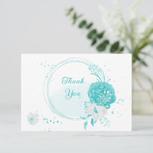 roemeense turquoise witte bloemen botanische bruil bedankkaart