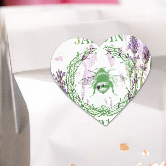 roemeense vintage bijen in frankrijk hart sticker