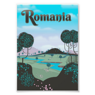 Roemeense vintage landschap reisposter foto afdruk