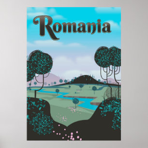 Roemeense vintage landschap reisposter poster
