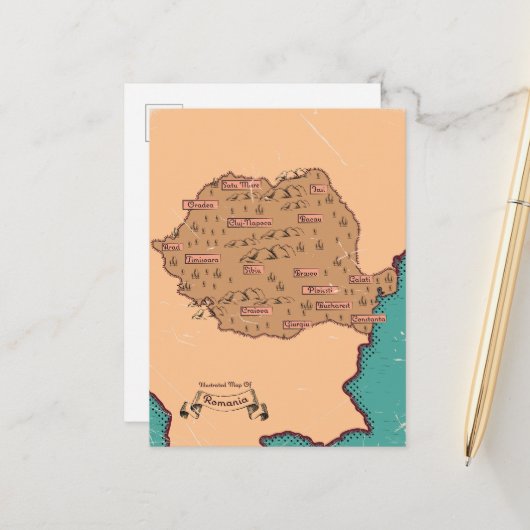 Roemeense vintage provincies kaart (Voorkant / Achterkant in situ)