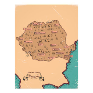 Roemeense vintage provincies kaart foto afdruk