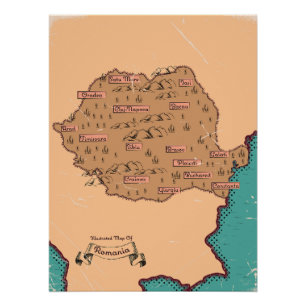 Roemeense vintage provincies kaart perfect poster