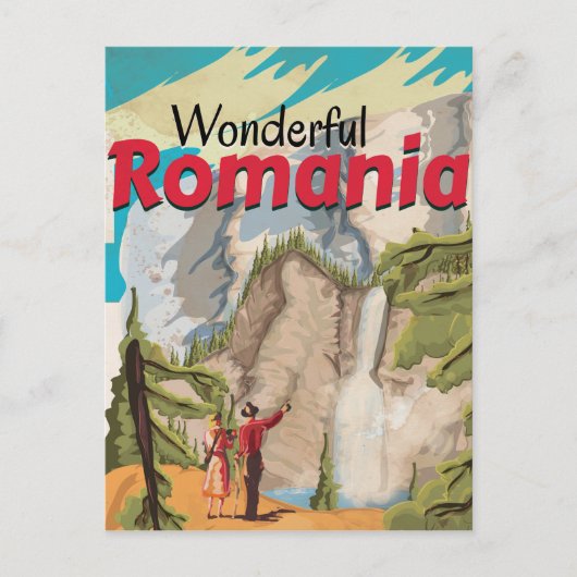 Roemeense vintage-reisposter briefkaart (Voorkant)
