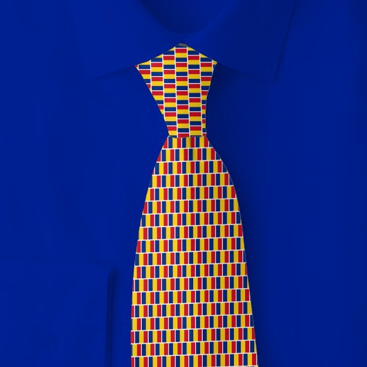 Roemeense Vlag Baksteenpatroon Stropdas