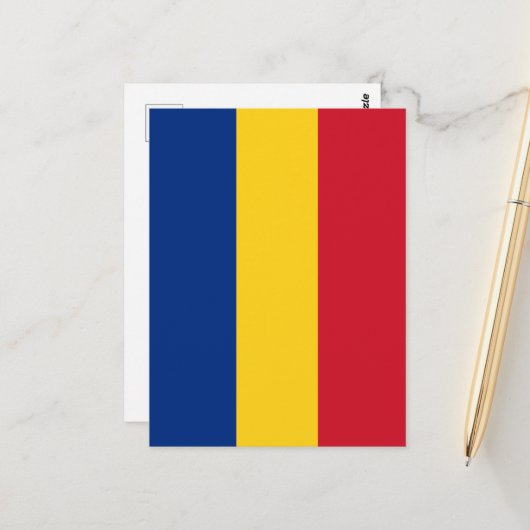 Roemeense vlag briefkaart (Voorkant / Achterkant in situ)