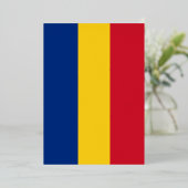 Roemeense vlag folie uitnodiging (Staand Voorkant)