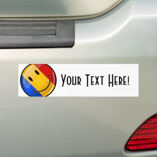 Roemeense vlag glimlachen bumpersticker (Op auto)