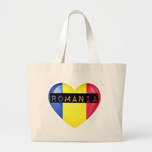 Roemeense Vlag Hart Grote Tote Bag (Voorkant)