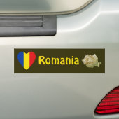 Roemeense Vlag Hart + Landkaart Bumpersticker (Op auto)