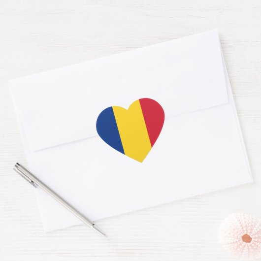 Roemeense vlag hart sticker (Envelop)