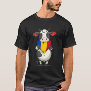 Roemeense Vlag Koe Hart Roemeense Trots Roemeense T-shirt