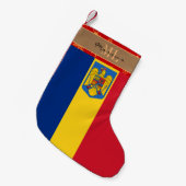 Roemeense Vlag kous, Roemenië, monogram Kleine Kerstsok (Voorkant (Hangend))