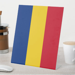 Roemeense vlag reclamebord met voetstuk