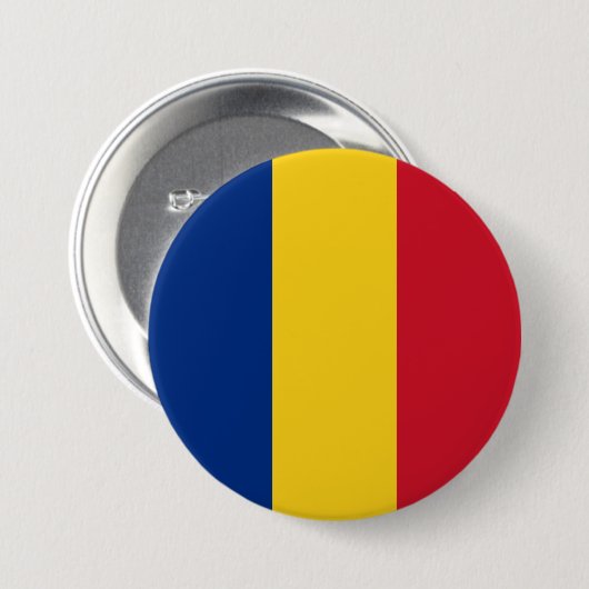 Roemeense vlag ronde button 7,6 cm (Voorkant /achterkant)