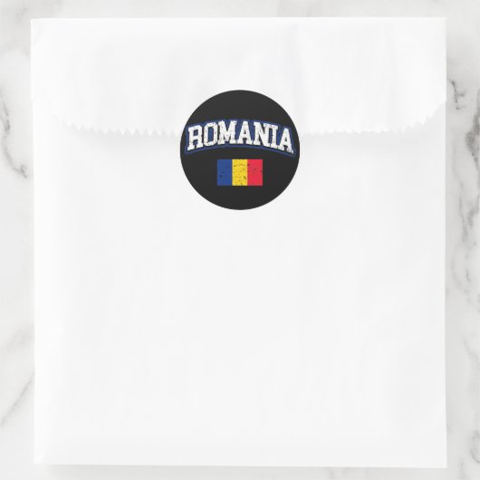 Roemeense vlag ronde sticker (Tas)