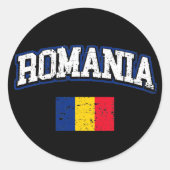 Roemeense vlag ronde sticker (Voorkant)