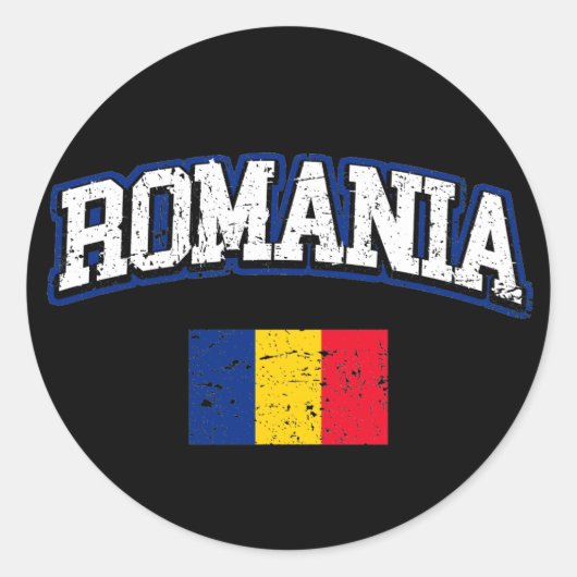 Roemeense vlag ronde sticker (Voorkant)