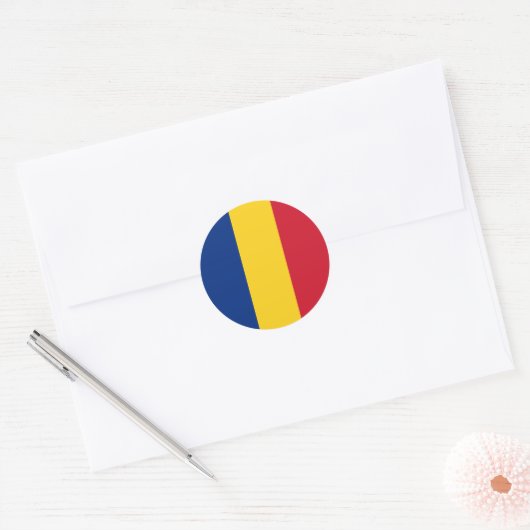 Roemeense vlag ronde sticker (Envelop)