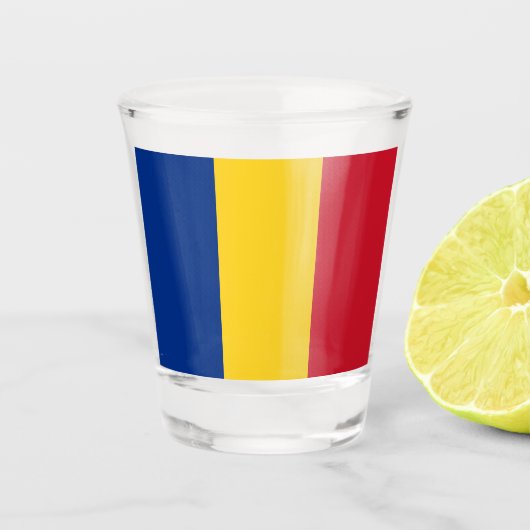 Roemeense vlag shot glas (Voorkant)