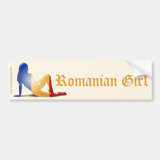 Roemeense vlag Silhouette Bumpersticker (Voorkant)