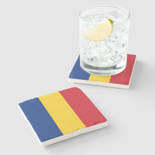 Roemeense vlag stenen onderzetter (Zijkant)