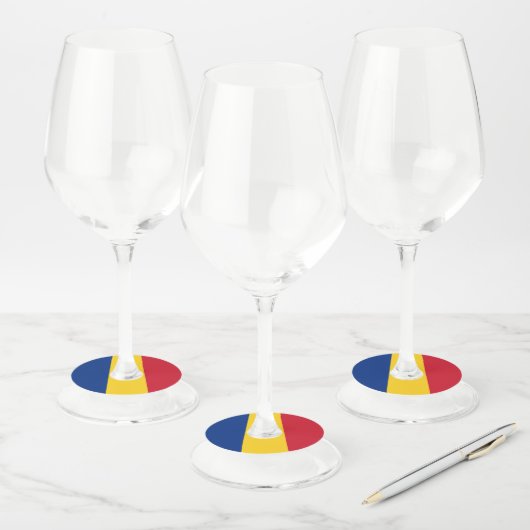 Roemeense vlag wijnglaslabel (Set)